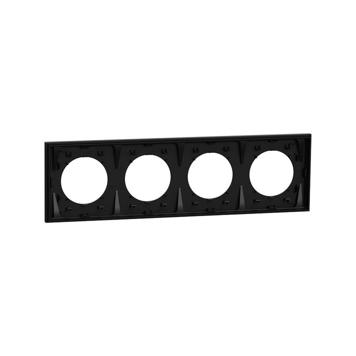 Schneider Odace - plaque de finition 4 postes - couleur Noir onyx - Réf : S940708
