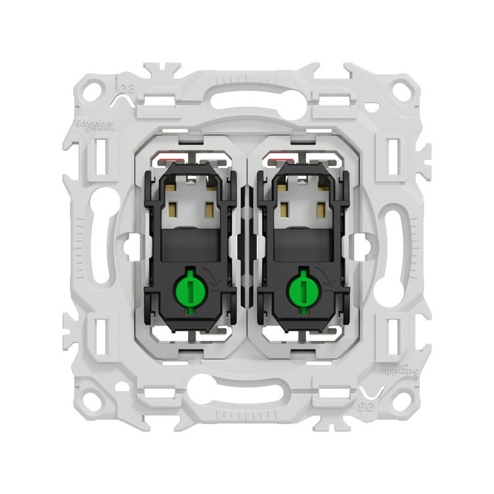 Schneider Odace - double va-et-vient ou poussoir - 10AX - sans enjoliveur - Réf : S980214