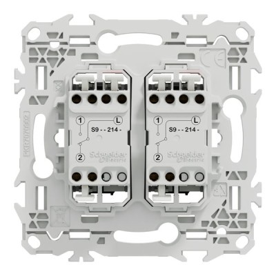 Schneider Odace - double va-et-vient ou poussoir - 10AX - sans enjoliveur - Réf : S980214