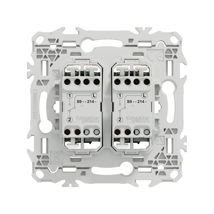 Schneider Odace - double va-et-vient ou poussoir - 10AX - sans enjoliveur - Réf : S980214