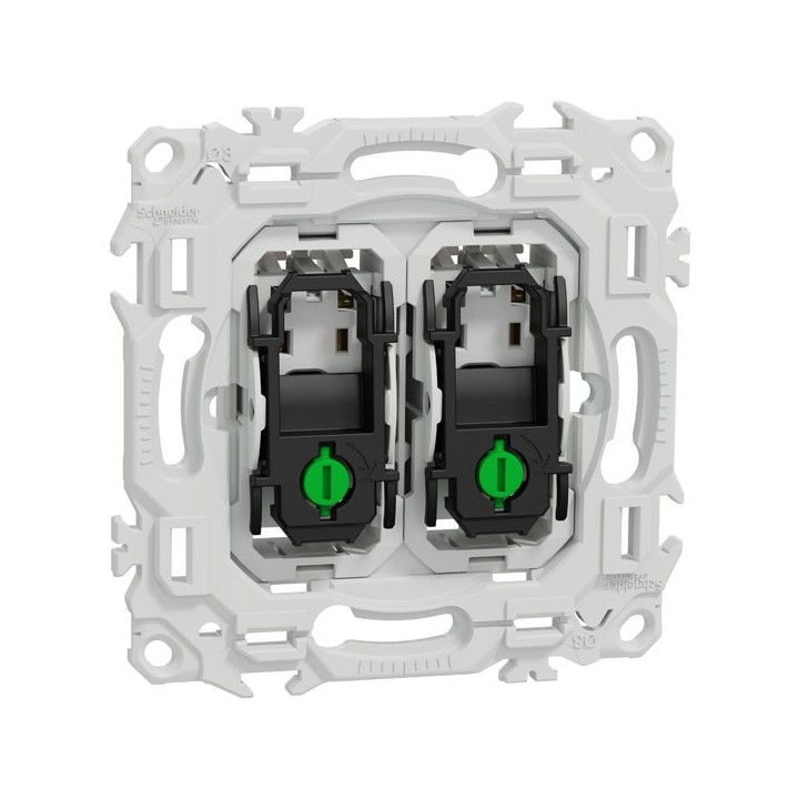 Schneider Odace - double va-et-vient ou poussoir - 10AX - sans enjoliveur - Réf : S980214