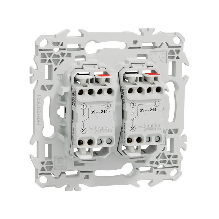 Schneider Odace - double va-et-vient ou poussoir - 10AX - sans enjoliveur - Réf : S980214
