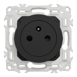 Schneider Odace - prise 2P+T affleurante - bornes automatiques - noir onyx - Réf : S940052