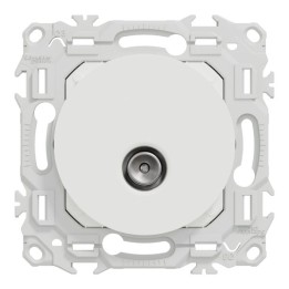 Schneider Odace - prise TV simple mâle avec griffes - blanc craie - Réf : S925445