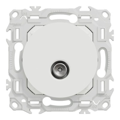 Schneider Odace - prise TV simple mâle avec griffes - blanc craie - Réf : S925445