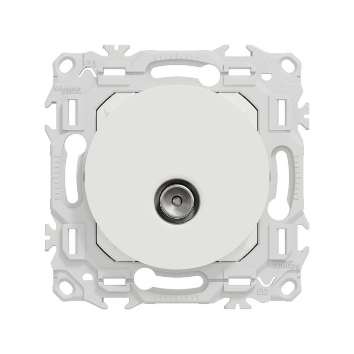 Schneider Odace - prise TV simple mâle avec griffes - blanc craie - Réf : S925445