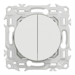 Schneider Odace - double va-et-vient ou poussoir avec griffes - 10AX - blanc craie - Réf : S925214