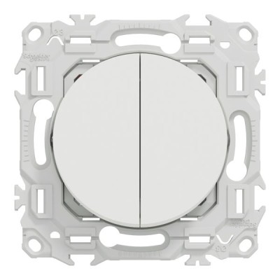 Schneider Odace - double va-et-vient ou poussoir avec griffes - 10AX - blanc craie - Réf : S925214
