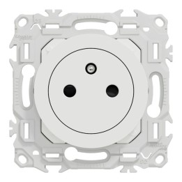 Schneider Odace - prise 2P+T affleurante avec griffes - bornes automatiques - blanc craie - Réf : S925052