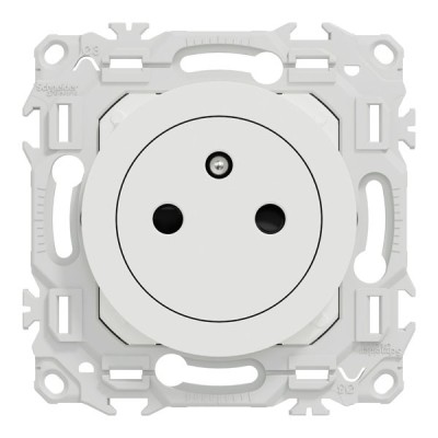 Schneider Odace - prise 2P+T affleurante avec griffes - bornes automatiques - blanc craie - Réf : S925052