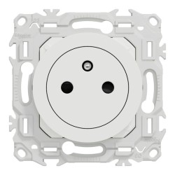 Schneider Odace - prise 2P+T affleurante avec griffes - bornes automatiques - blanc craie - Réf : S925052
