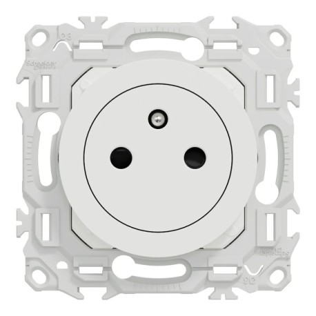 Schneider Odace - prise 2P+T affleurante avec griffes - bornes automatiques - blanc craie - Réf : S925052