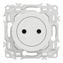Schneider Odace - prise 2P affleurante avec griffes - bornes automatiques - blanc craie - Réf : S925033