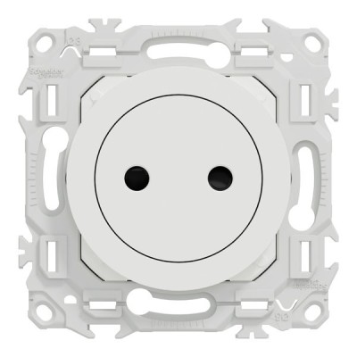 Schneider Odace - prise 2P affleurante avec griffes - bornes automatiques - blanc craie - Réf : S925033