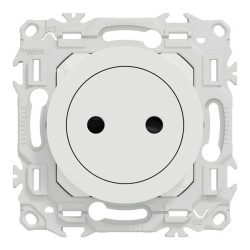 Schneider Odace - prise 2P affleurante avec griffes - bornes automatiques - blanc craie - Réf : S925033