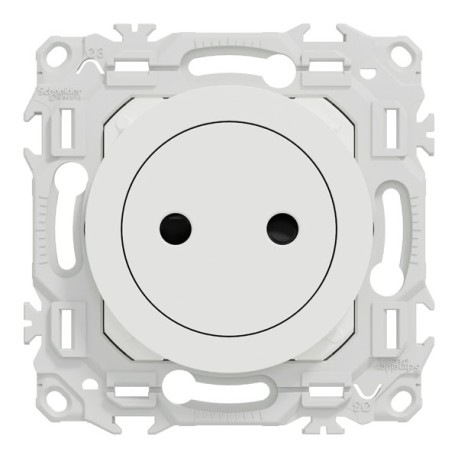 Schneider Odace - prise 2P affleurante avec griffes - bornes automatiques - blanc craie - Réf : S925033