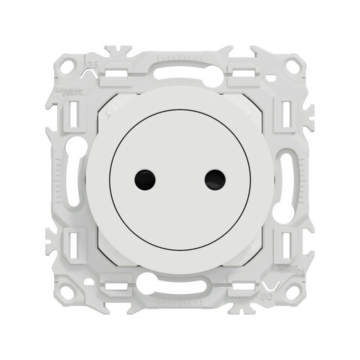 Schneider Odace - prise 2P affleurante avec griffes - bornes automatiques - blanc craie - Réf : S925033