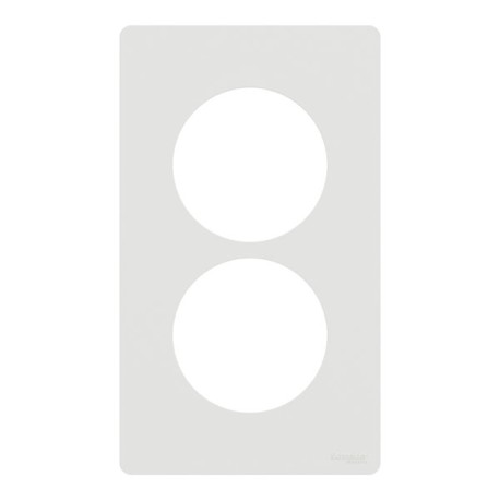 Schneider Odace Architecte - plaque 2 postes entraxe spécifique 57mm - Blanc craie - Réf : S920814