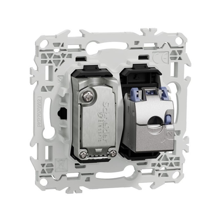 Schneider Odace - prise mixte RJ45 Cat.6 STP + TV - noir onyx - Réf : S940141