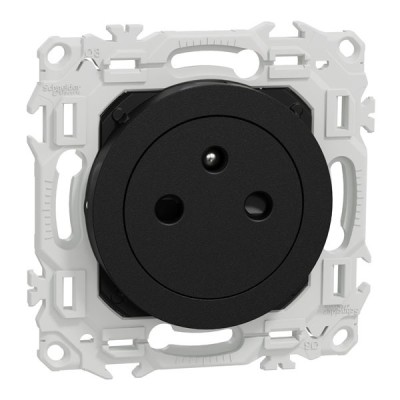 Schneider Odace - prise 2P+T affleurante - bornes automatiques - noir onyx - Réf : S940052