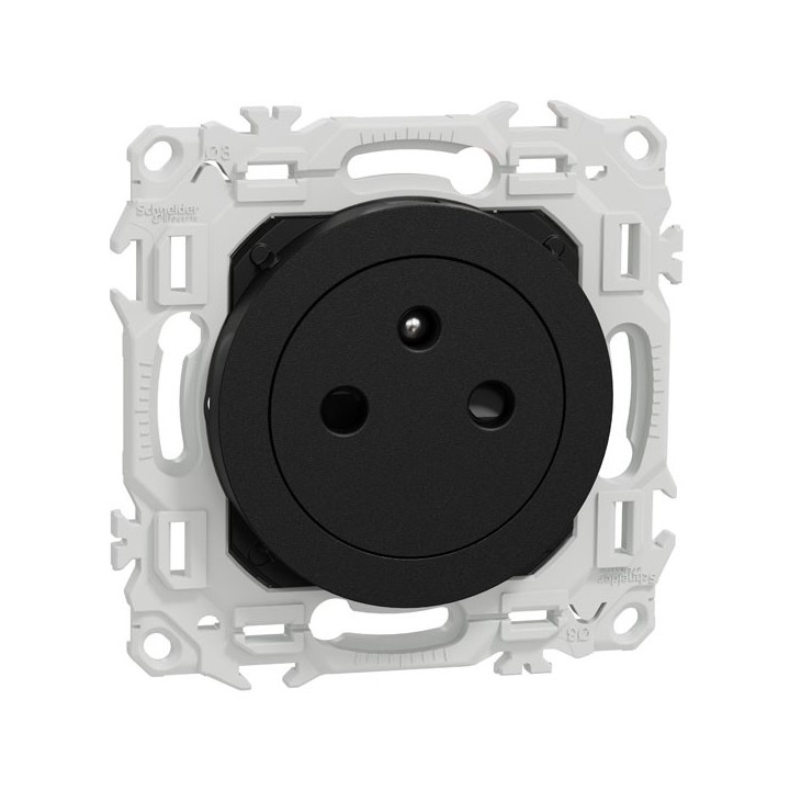 Schneider Odace - prise 2P+T affleurante - bornes automatiques - noir onyx - Réf : S940052