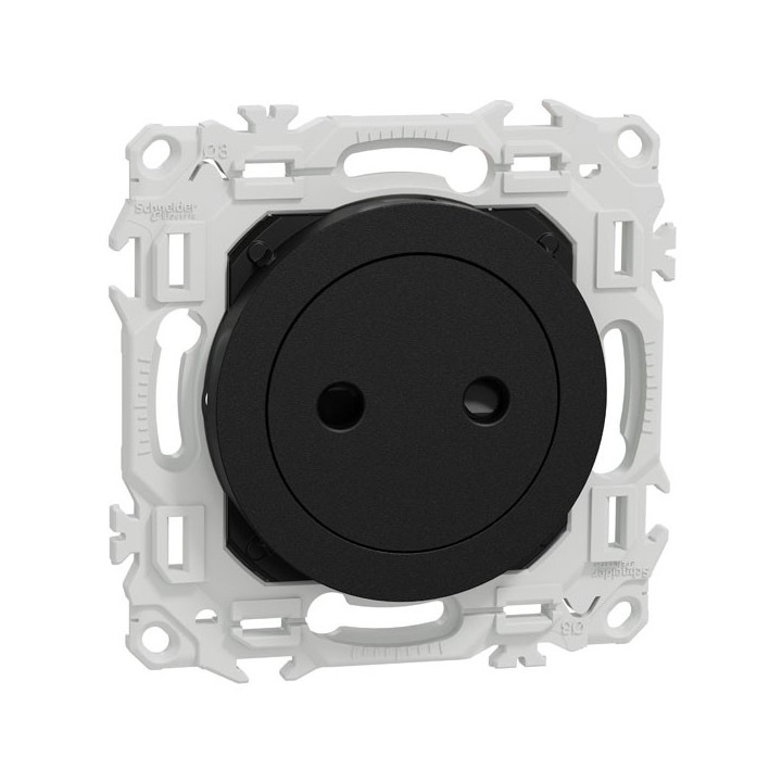Schneider Odace - prise 2P affleurante - bornes automatiques - noir onyx - Réf : S940033