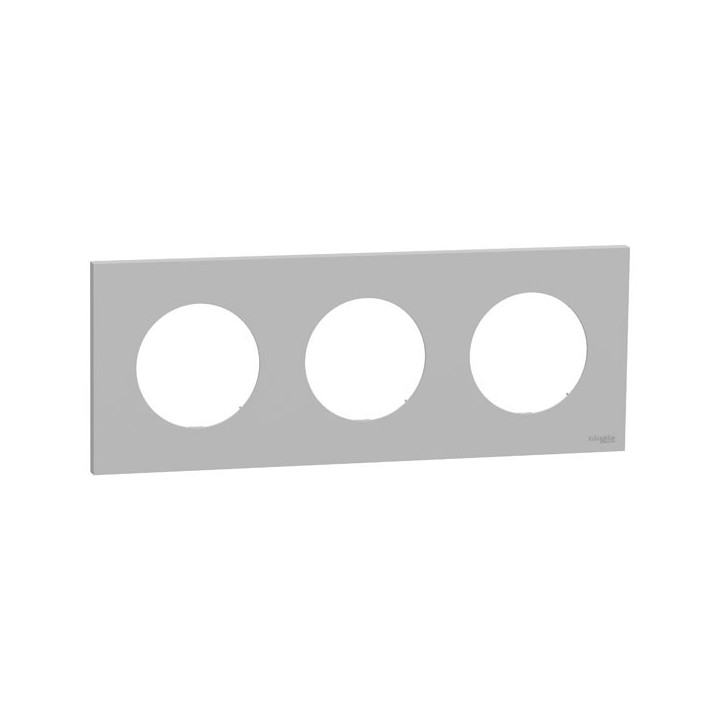 Schneider Odace - plaque de finition 3 postes - couleur Gris galet - Réf : S901706