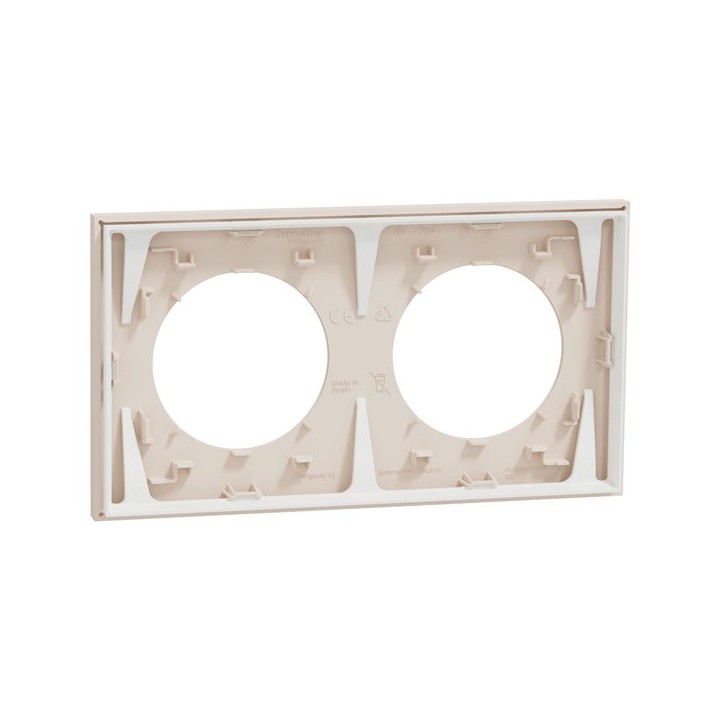 Schneider Odace - plaque de finition 2 postes - couleur Beige sable - Réf : S902704