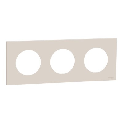 Schneider Odace - plaque de finition 3 postes - couleur Beige sable - Réf : S902706