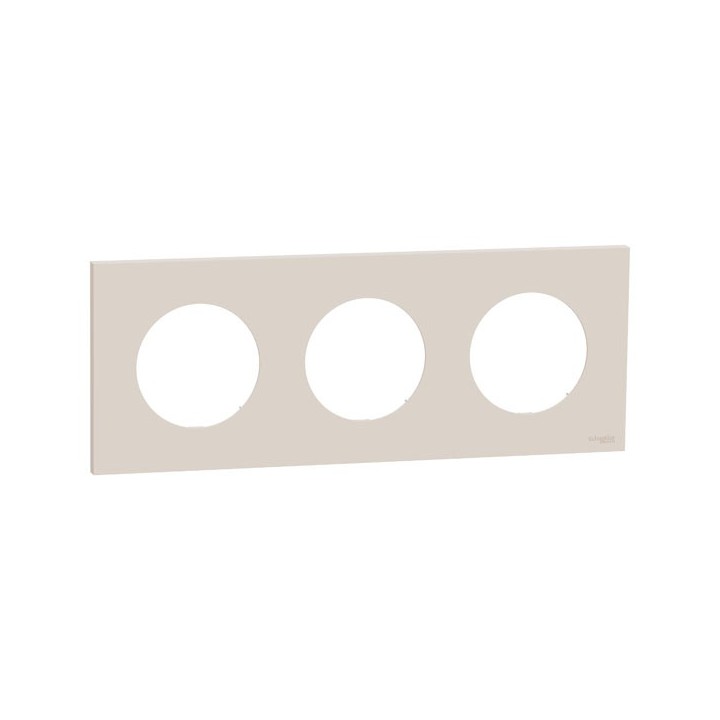 Schneider Odace - plaque de finition 3 postes - couleur Beige sable - Réf : S902706