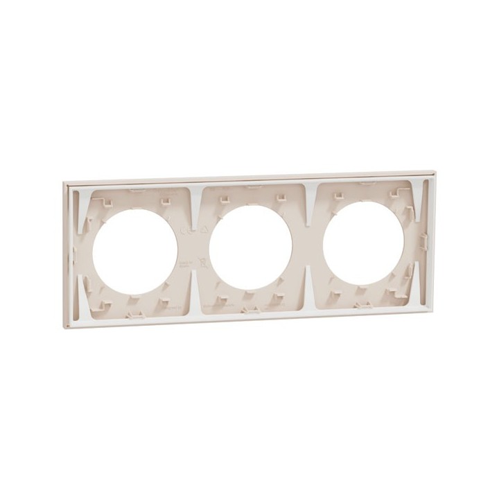 Schneider Odace - plaque de finition 3 postes - couleur Beige sable - Réf : S902706