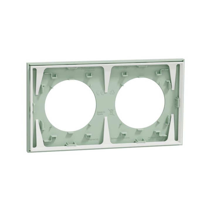 Schneider Odace - plaque de finition 2 postes - couleur Vert jade - Réf : S903704