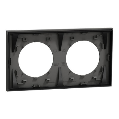 Schneider Odace - plaque de finition 2 postes - couleur Gris basalte - Réf : S904704