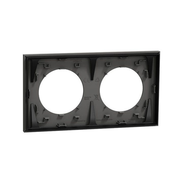 Schneider Odace - plaque de finition 2 postes - couleur Gris basalte - Réf : S904704