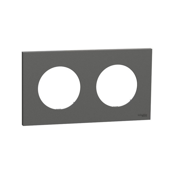 Schneider Odace - plaque de finition 2 postes - couleur Gris basalte - Réf : S904704