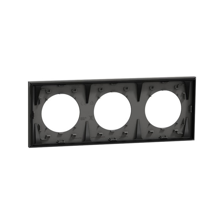 Schneider Odace - plaque de finition 3 postes - couleur Gris basalte - Réf : S904706