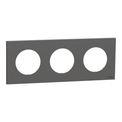 Schneider Odace - plaque de finition 3 postes - couleur Gris basalte - Réf : S904706