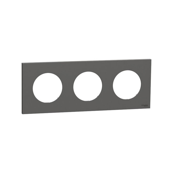 Schneider Odace - plaque de finition 3 postes - couleur Gris basalte - Réf : S904706