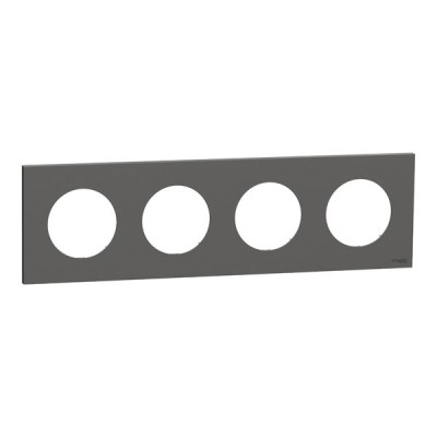 Schneider Odace - plaque de finition 4 postes - couleur Gris basalte - Réf : S904708