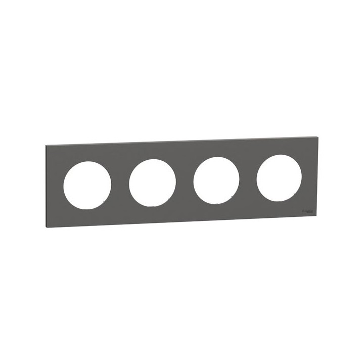 Schneider Odace - plaque de finition 4 postes - couleur Gris basalte - Réf : S904708