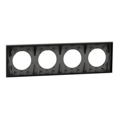 Schneider Odace - plaque de finition 4 postes - couleur Gris basalte - Réf : S904708