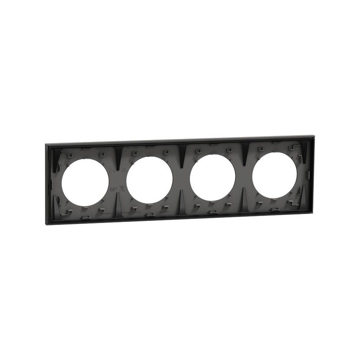Schneider Odace - plaque de finition 4 postes - couleur Gris basalte - Réf : S904708
