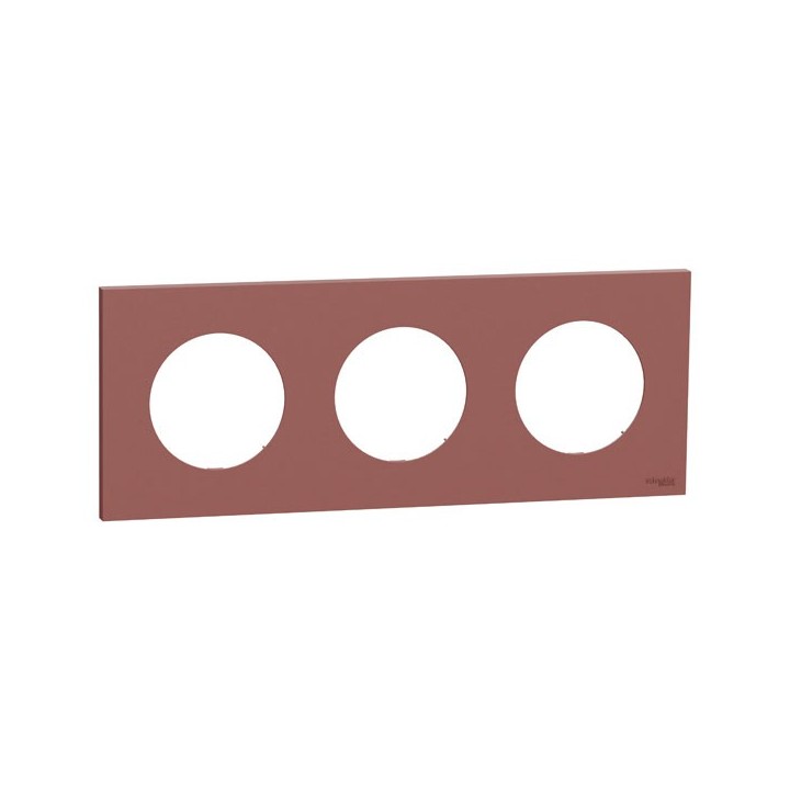 Schneider Odace - plaque de finition 3 postes - couleur Rose grenat - Réf : S905706