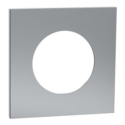 Schneider Odace Métal - plaque de finition 1 poste - effet Titane support blanc - Réf : S910702