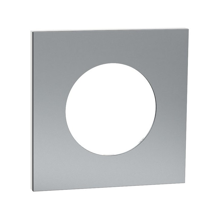Schneider Odace Métal - plaque de finition 1 poste - effet Titane support blanc - Réf : S910702