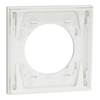 Schneider Odace Métal - plaque de finition 1 poste - effet Titane support blanc - Réf : S910702