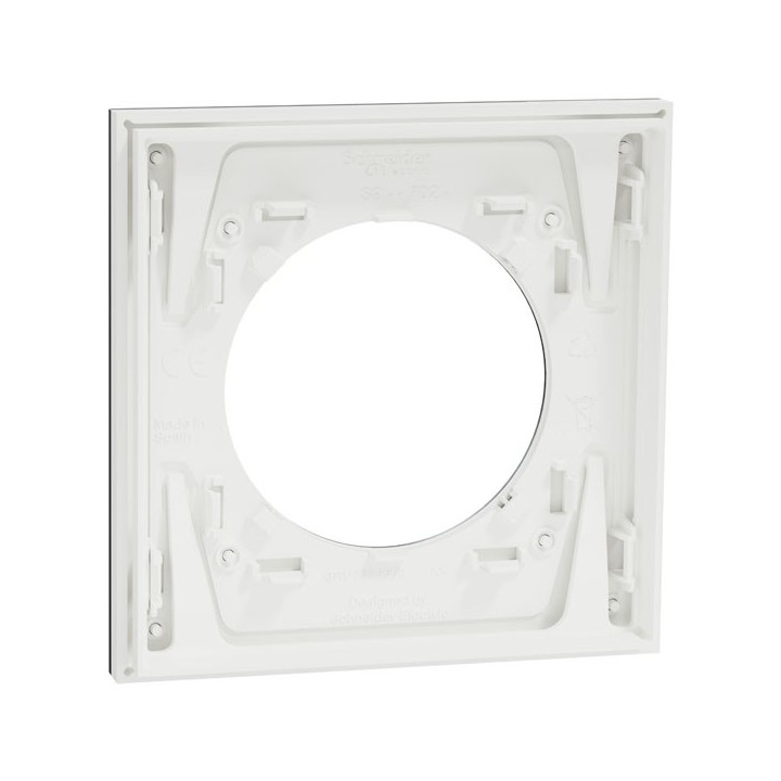 Schneider Odace Métal - plaque de finition 1 poste - effet Titane support blanc - Réf : S910702