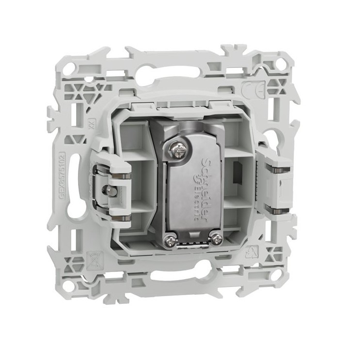 Schneider Odace - prise TV simple mâle avec griffes - blanc craie - Réf : S925445