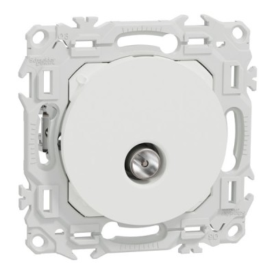 Schneider Odace - prise TV simple mâle avec griffes - blanc craie - Réf : S925445