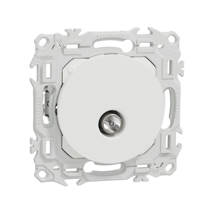 Schneider Odace - prise TV simple mâle avec griffes - blanc craie - Réf : S925445